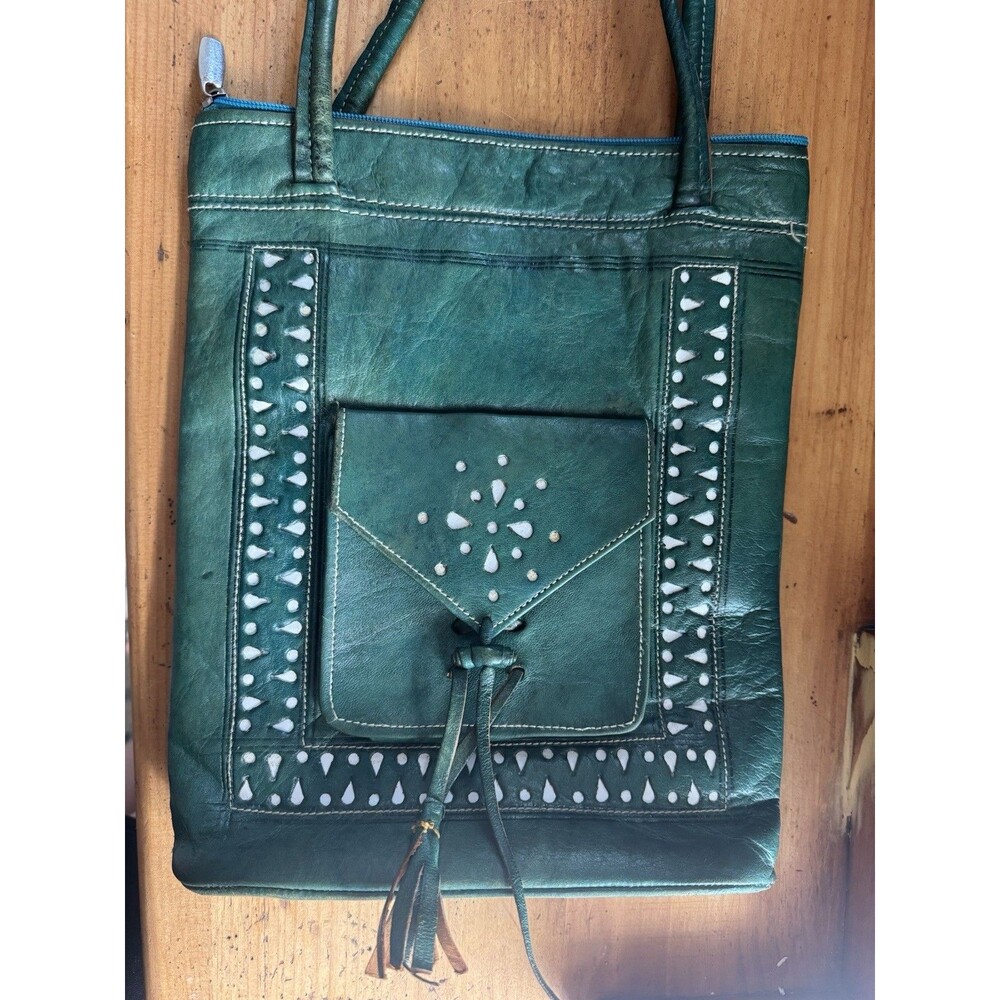 handmade Berber Moroccan leather handbag.
